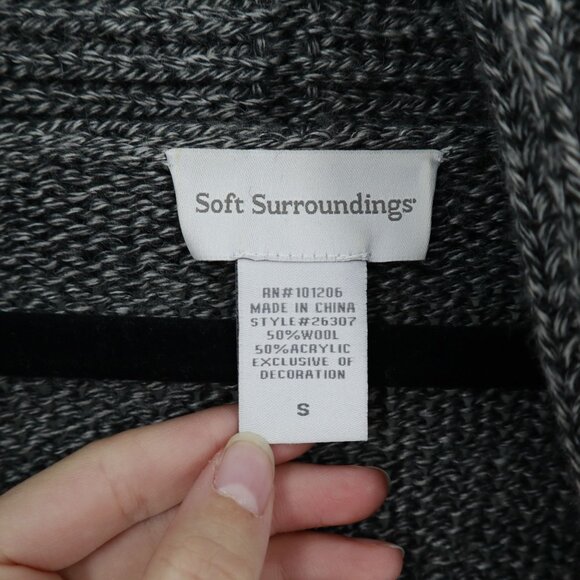 Soft Surroundings Wool Knit Cardigan Womens S Gray Fall Boho Bohemian Layering - Picture 4 of 10